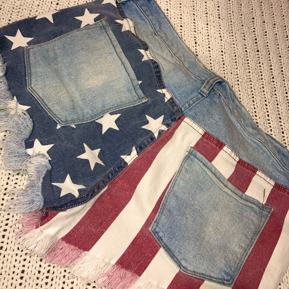 Denim American flag shorts